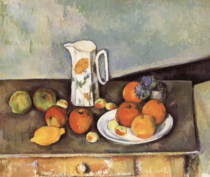 Paul Cezanne table of milk and fruit oil painting image